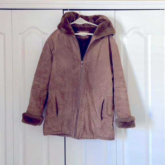 St. John’s Bay Suede And Faux Fur lined hooded jacket - Picture 1 of 12